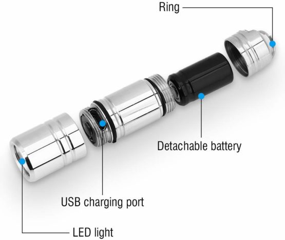 Dilwe Mini Keyring Lamp, Portable 100lm LED Flashlight Torch Lamp with Ring and Charging Cable for Outdoor Camping Cycling - Image 4