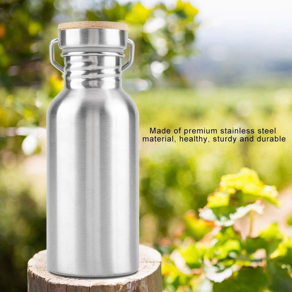Stainless Steel Water Bottle,Outdoor Portable Water Cup Drink Bottle with Bamboo Travel Mug for Cyclists Runners Hikers Picnics Camping (500mL) - Image 4