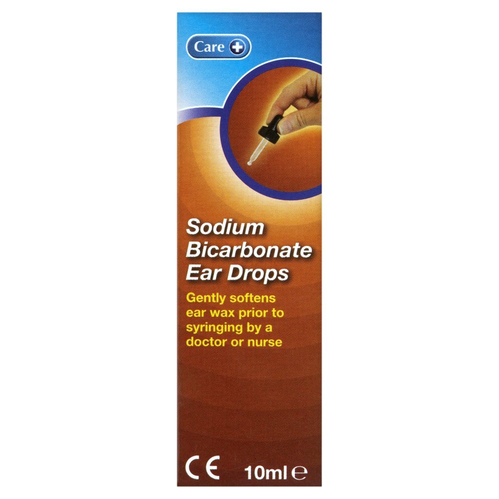 Care Sodium Bicarbonate Ear Drops 10ml, Gently softens Ear Wax Prior to syringing by a Doctor or Nurse, 10 ml (Pack of 1)