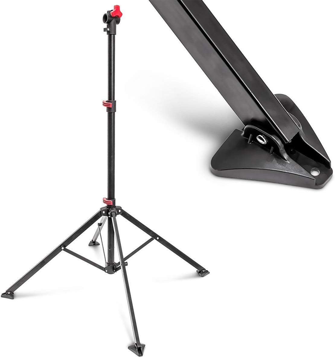 Relaxdays Bicycle Stand with Tool Storage, for Bike Maintenance & Folding and Adjustable, w 4 Legs, Steel, Black - Image 4
