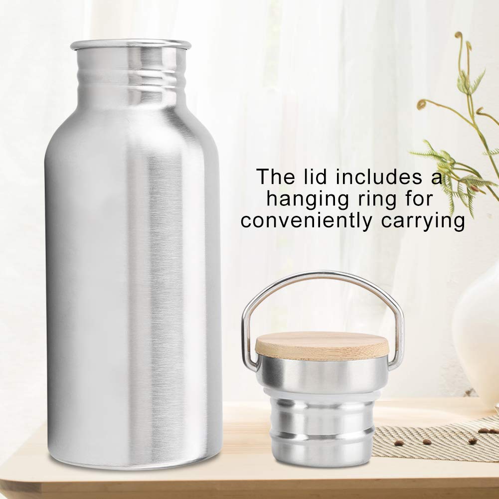 Stainless Steel Water Bottle,Outdoor Portable Water Cup Drink Bottle with Bamboo Travel Mug for Cyclists Runners Hikers Picnics Camping (500mL) - Image 3