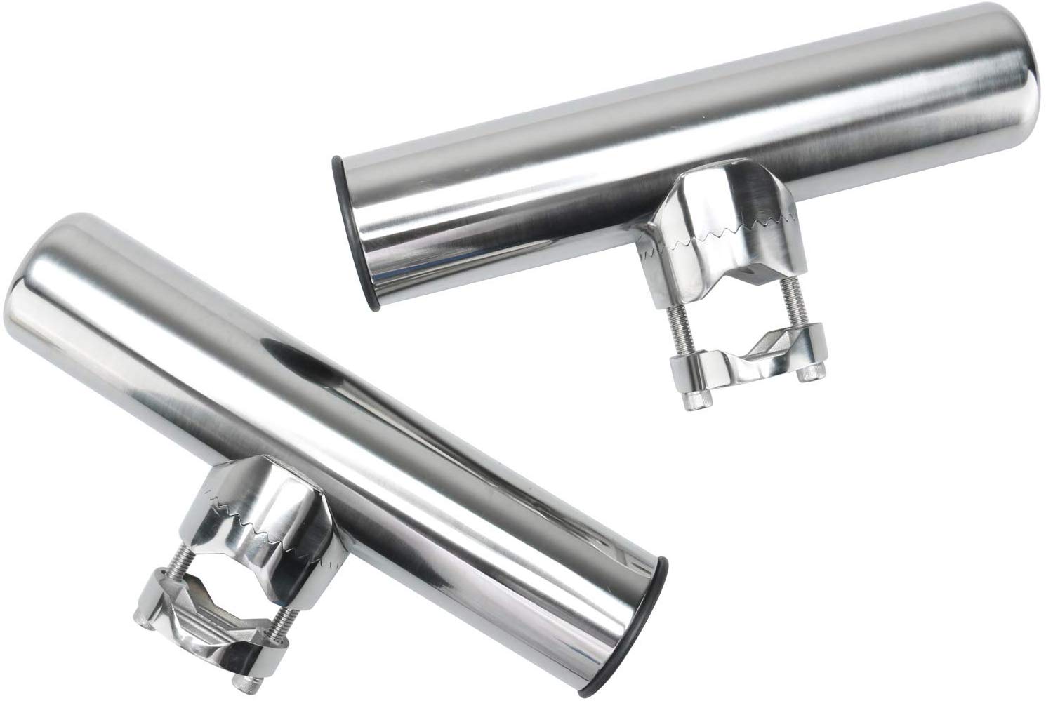 FreeTec Rail Mount Rod Holder Stainless Clamp on Fishing Rod Holder for Rails (2PC 1inch to 1-1/4inch), silver, 1PC 1" to 1-1/4"