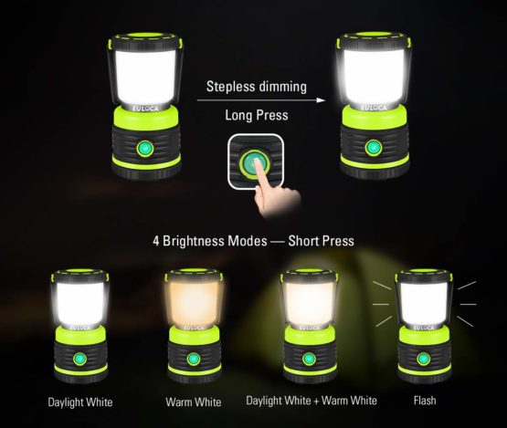 EULOCA Portable LED Camping Lantern, Massive Brightness with Fully Adjustable 360 Arc Lighting 1200lm, Dimmable, 4 Lighting Modes, Tent Light for Home, bivvy, Garden, Outdoor, Hiking, Fishing - Image 2