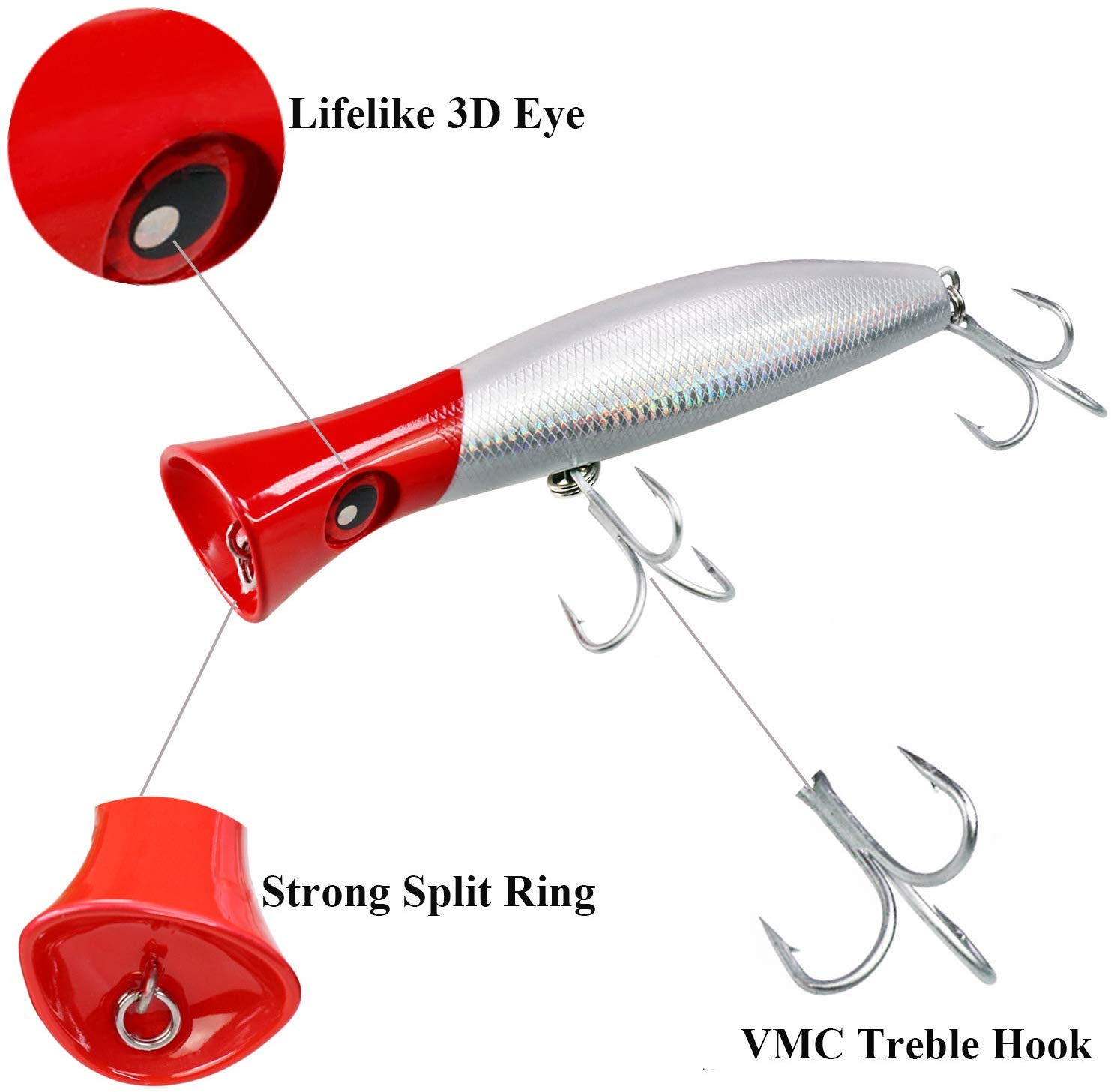 THKFISH Topwater Fishing Lures GT Popper Fishing Lure Saltwater Fishing Lures Tuna Popper Lures BlueLaser 1pc - Image 4