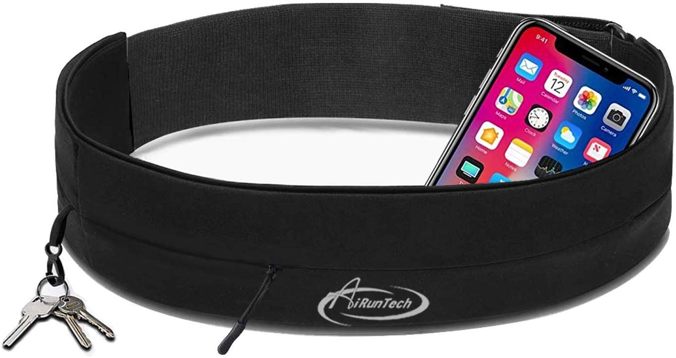 AiRunTech No-Bounce Running Belt for all Phones Slim, Lightweight and Secure (Lightweight Running Belt)