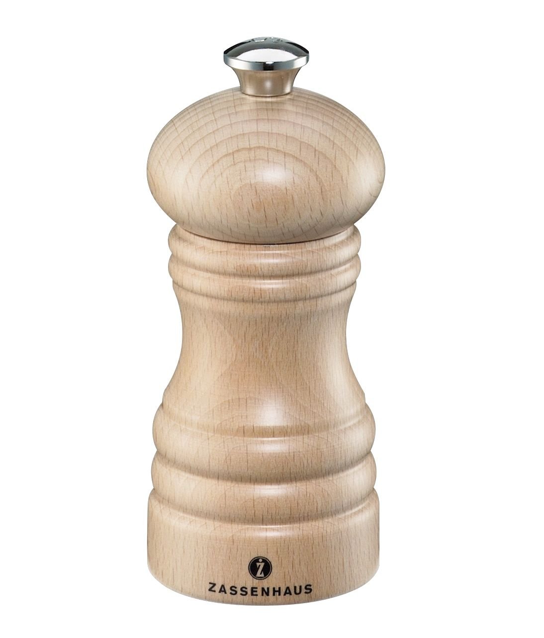 Zassenhaus Berlin Pepper Mill Lacquered Beechwood Natural Finish 12 cm