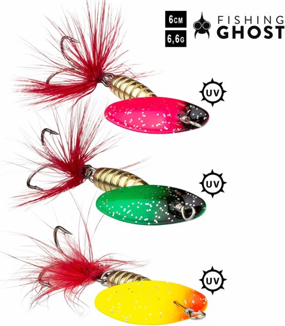FISHN SpinnyOne Set - Length: 5.2cm/6cm - Weight: 4.2g/6.5g, Spinner Set - Spinner bait, artificial bait for fishing for pike, perch, trout (3x)