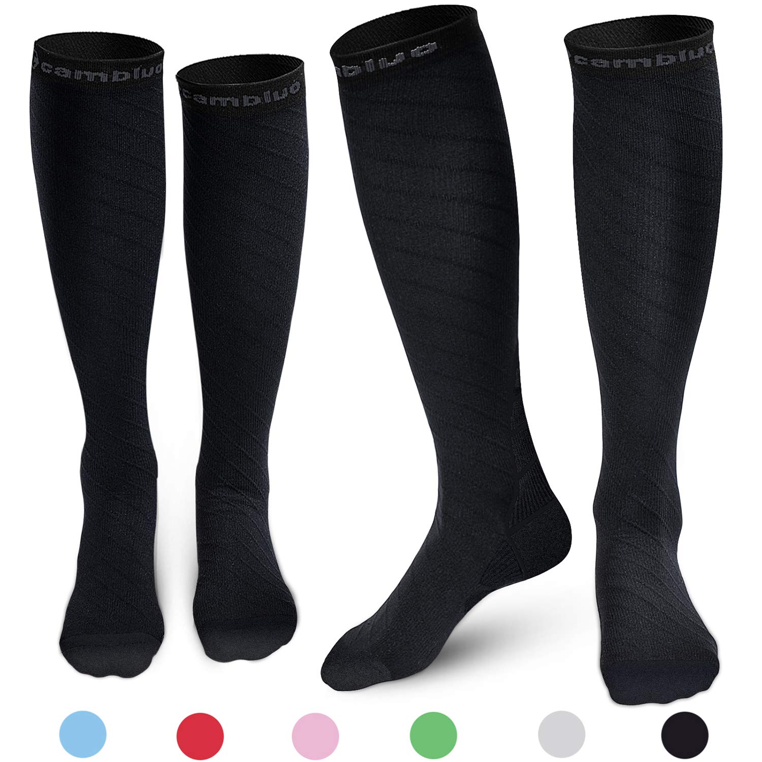 CAMBIVO Compression Socks for Women & Men 2 works, Flight Socks Compression Stockings Running Socks for Calf & Ankle Support