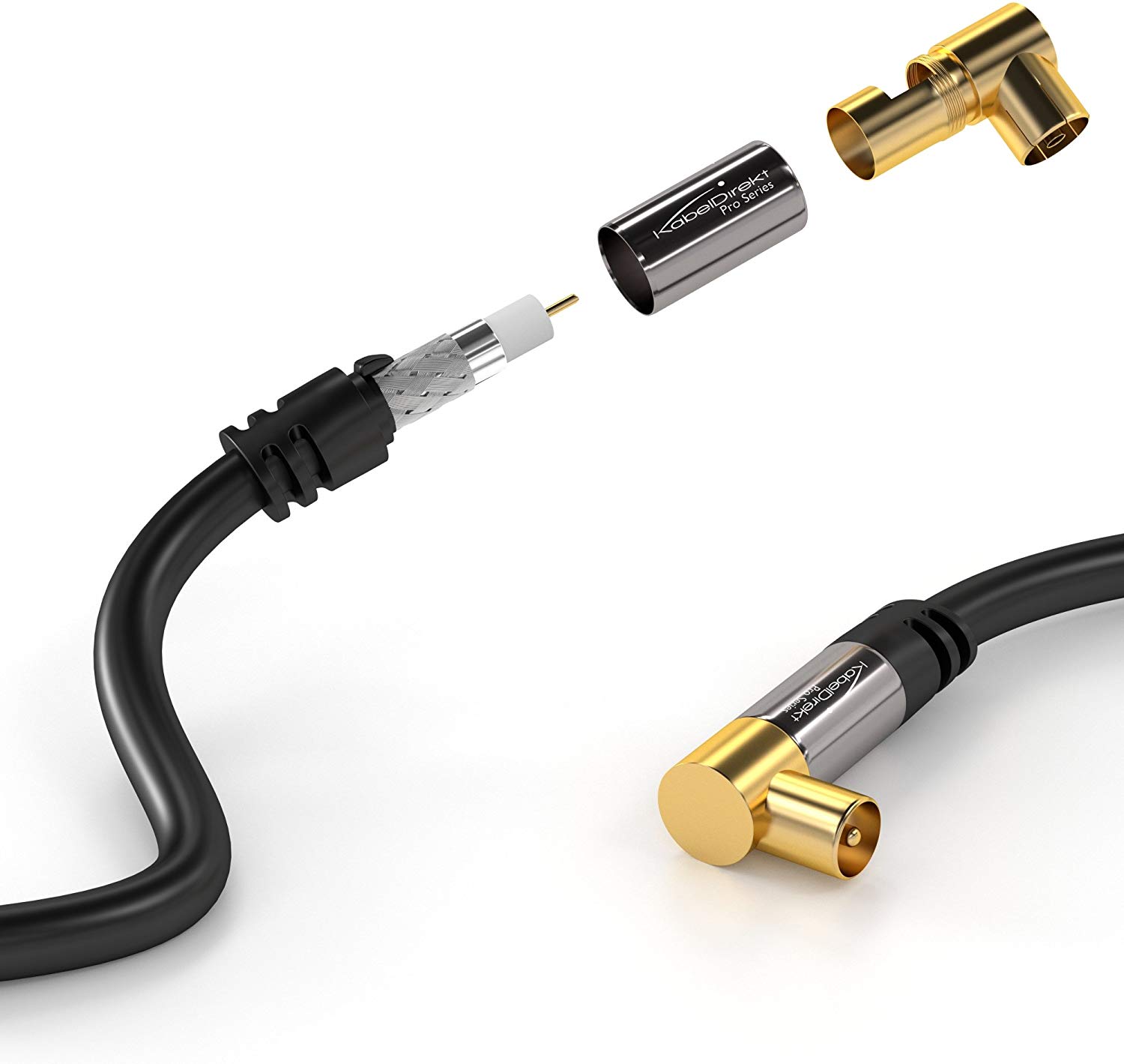 KabelDirekt, 4K TV Aerial Cable, Coaxial Cable, 90° Angled, 0.5m, Digital & Analogue - Image 3