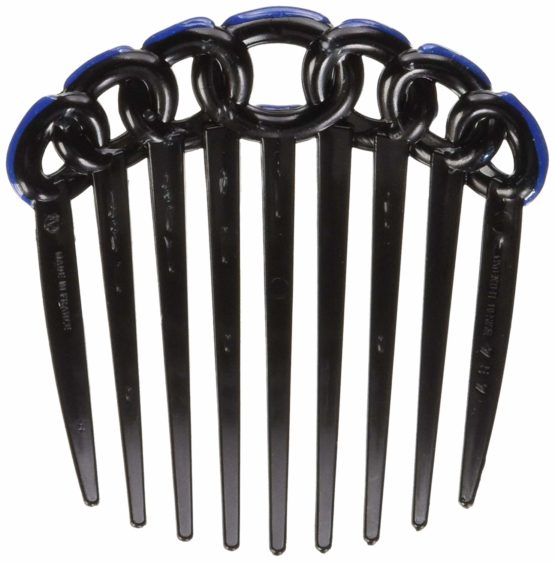 CARAVAN French Decorated Black Rope Design Twist Comb, Blue Enamel - Image 2