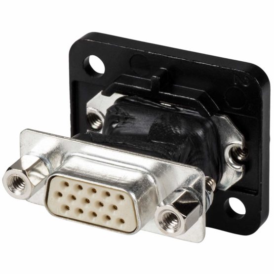 Neutrik 15 pole D-SUB feedthrough, male to female, black D-shape housing - Image 2