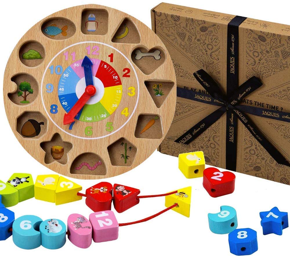 Jaques of London Wooden Kids Learning Clock with Daily Routine Cards, Multicolor, 25 x 23.5 x 4 centimeters - Image 2
