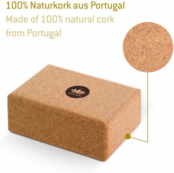 Lotuscrafts Yoga Block Cork Supra Grip - Ecologically manufactured - natural cork from Portugal - Yoga Brick - Cork Yoga and Pilates Block - Essential Yoga Equipment - Support Yoga Poses - Image 2