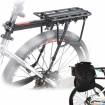 Malayas Bicycle Rear Rack Carrier Rack Holder Adjustable Rear Bicycle Black Seat Holder Luggage Cargo Carrier with Reflector 50KG Capacity