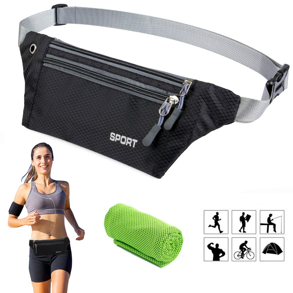 Running Belt - Lightweight and Adjustable Waist Pack for Jogging Fitness, and Outdoor Activities, 3#black