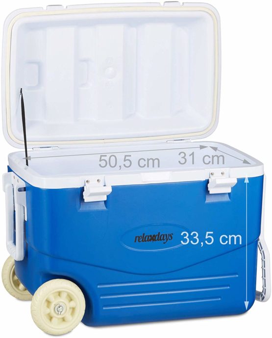 Relaxdays Rolling Cooler, Cool Box Trolley, Large Cool Pocket with