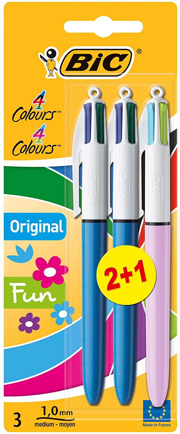 Bic 883783 4 Colours Original and Bic 4 Colours Fun Ball Pens Medium Point (1.0 mm), Blue, Green, Lilac, Lime, Turquoise - Image 2