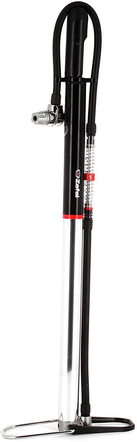 Zefal Profil Travel Aluminium Compact Floor Pump, Inline Gauge, 10 bar/145 psi, 330 g - Silver/Black, Silver / Black, 500mm - Image 2