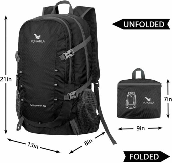 POKARLA 40L Lightweight Packable Backpack Hiking Daypack Walking Rucksack Foldable Camping Sports Outdoor Knapsack for Women Men - Image 2