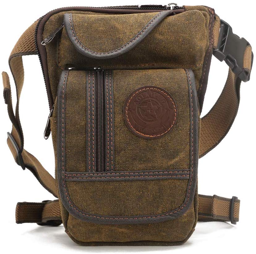 Canvas Drop Leg Bag Hiking Waist Pack for Men Women Travel Outdoor Sports Camping Tactical Motorcycle Riding Cycling Fishing Thigh Fanny Pouch - Image 2