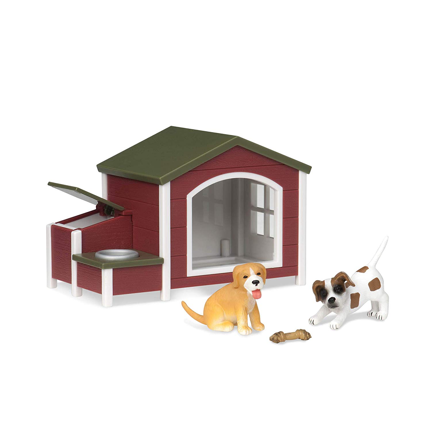 Terra By Battat, 5 Pieces Dog House Playset with Toy Dog Figurines, Durable & Realistic Animal Figures for Toddlers
