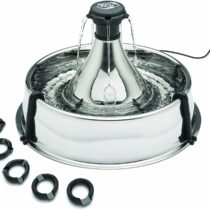 PetSafe Adjustable 360 Stainless Steel Pet Fountain, Drinking Fountain for Cats and Dogs, No Splash or Spills, Drinkwell