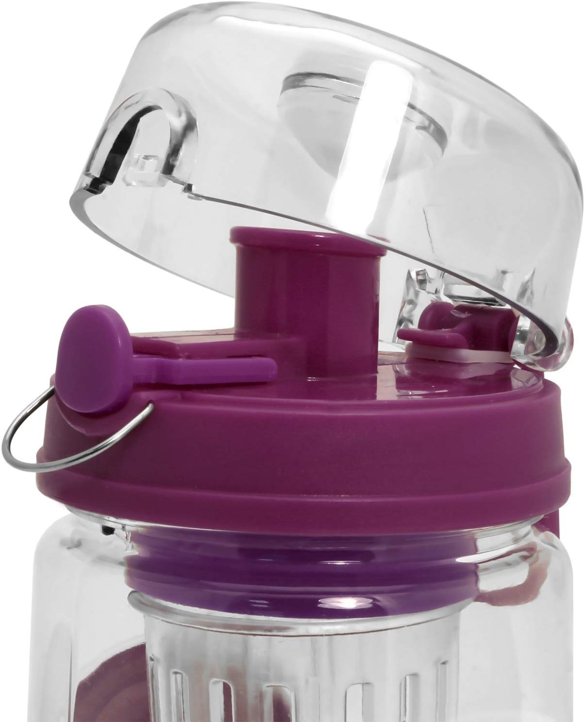 CampTeck U4685 1 Litre 1000ml Fruit Infuser Water Bottle (BPA Free Tritan Plastic) with Leak Proof Lid + Lock & Carry Handle - Purple - Image 2