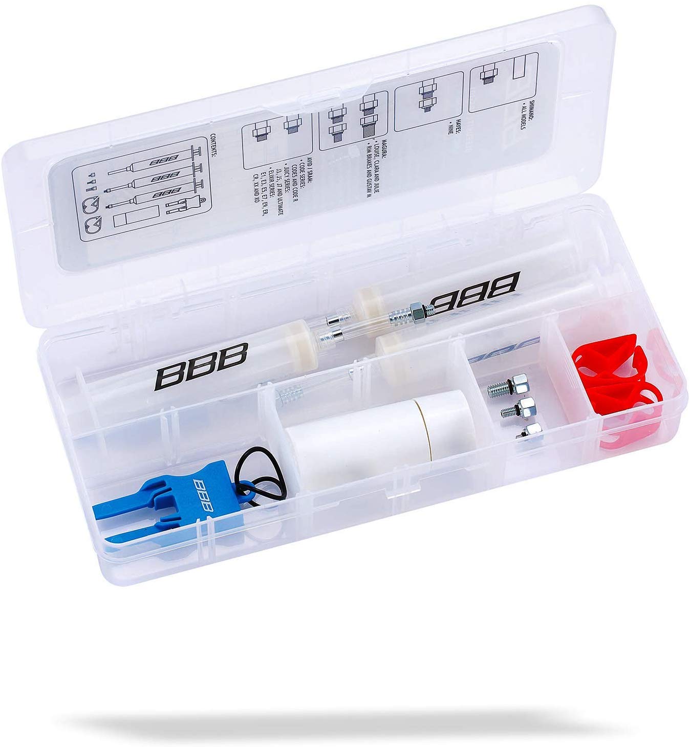 BBB Cycling Bleed Kit for Bike Disc Brakes for Avid Shimano, Magura, Hayes and SRAM, Clear