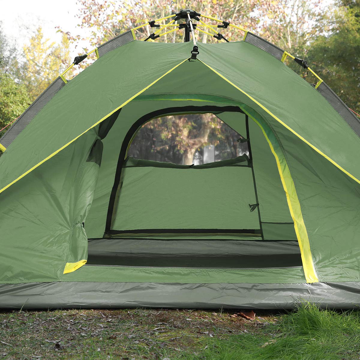 Qisan Hydraulic Dome Tent Automatic Camping Tents 3-4 Person Canopy Easy to Set up and Package for Outdoor Garden Backpacking Hiking (Green) - Image 4