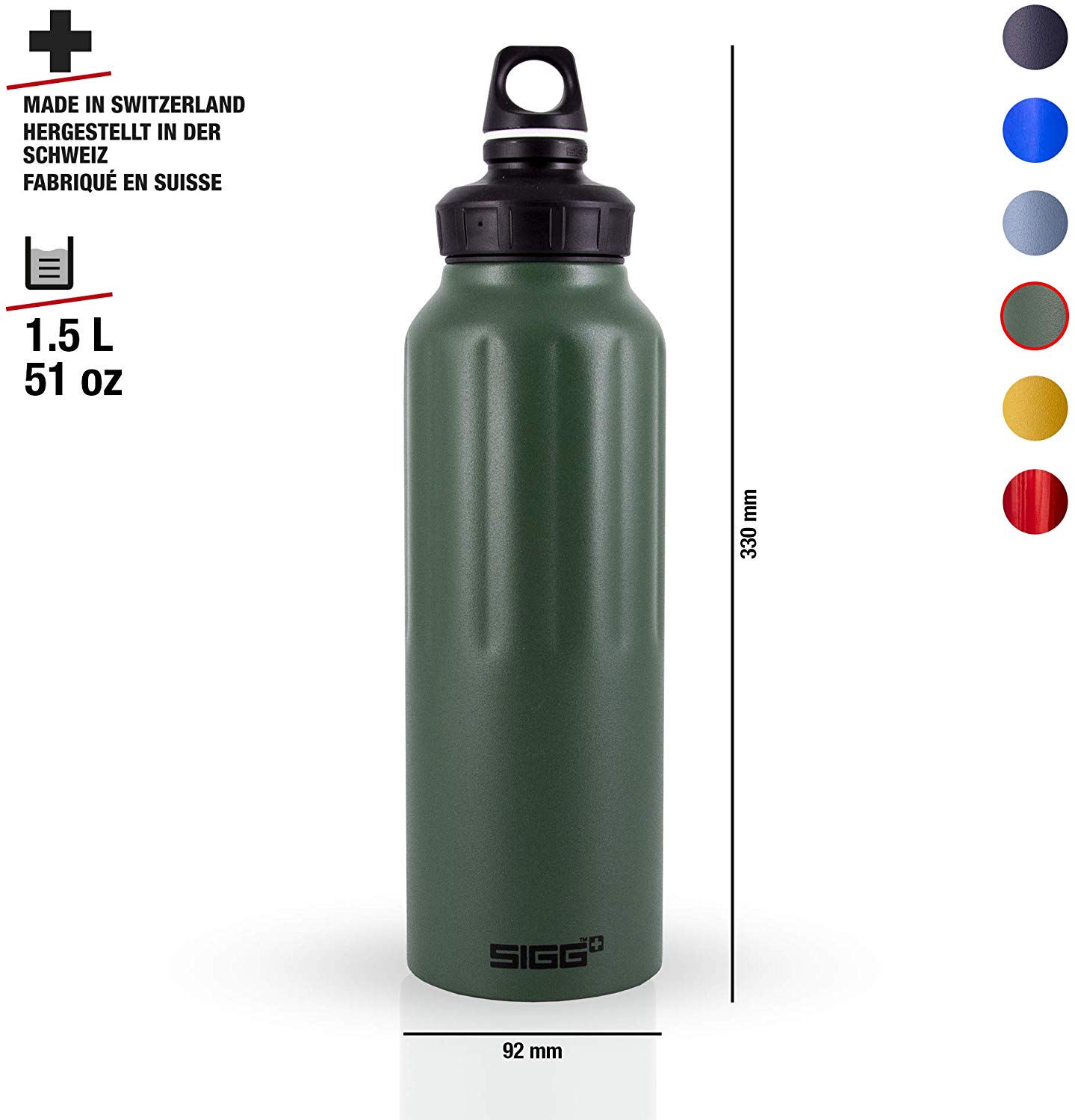 Sigg WMB Traveller Leaf Green Touch Water Bottle (1.5 Litre), Pollutant-Free and Leak-Proof Metal Bottle - Image 4