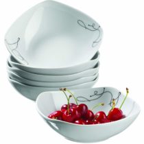 MÄSER, Chanson Series, Curved Cereal Bowls 14 cm, Porcelain Crockery Set of 6