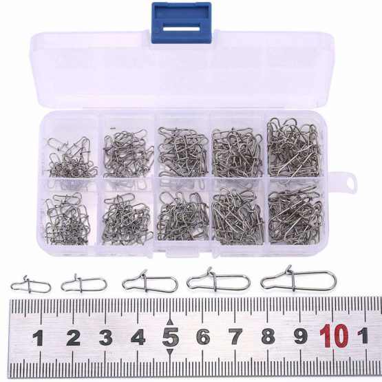 Alomejor 200pcs Fishing Snap Connector Fishing Rolling Ball Bearing Barrel Swivel with Safety Snap Connector Fishing Accessories For Freshwater - Image 3