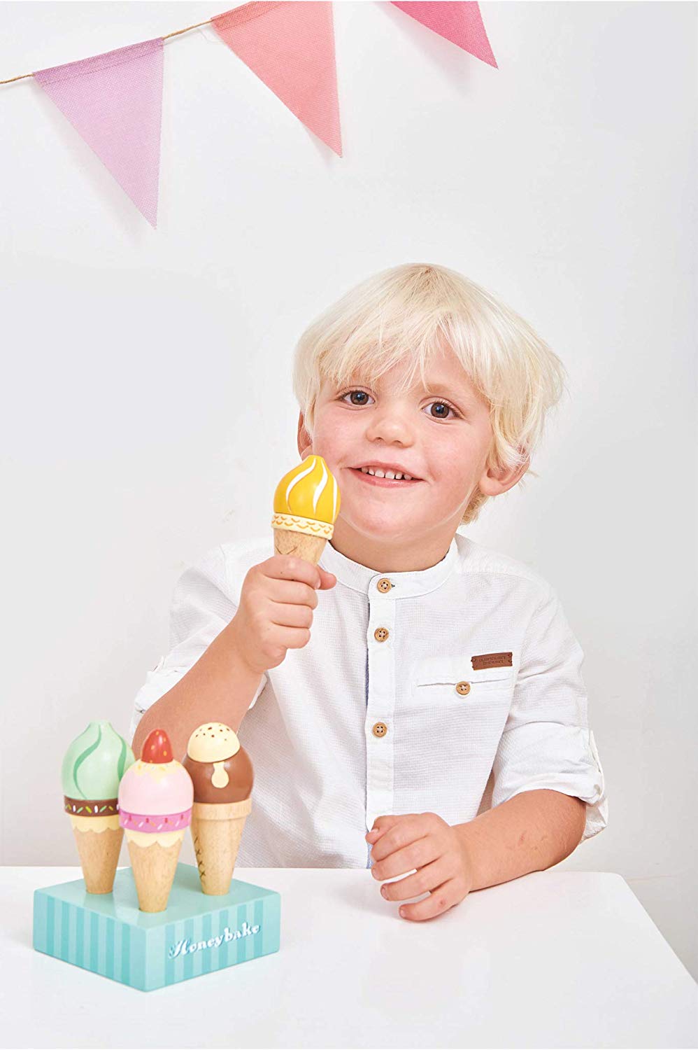 Le Toy Van - Educational Wooden Toy Honeybake Ice Creams Pretend Play Kids Playset, Ic Cream - Image 3