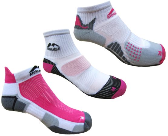 More Mile Womens London, Miami and San Diego Running Socks (3 Pair Pack)