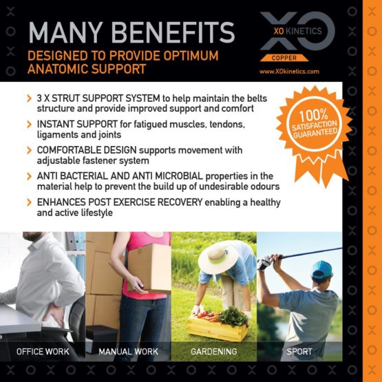 XO Kinetics - Premium Back Support Belt, Lower Back Brace - Best for Sport or Work related low back pain - Comfortable Adjustable Lightweight design suitable for Men & Women. - Image 4