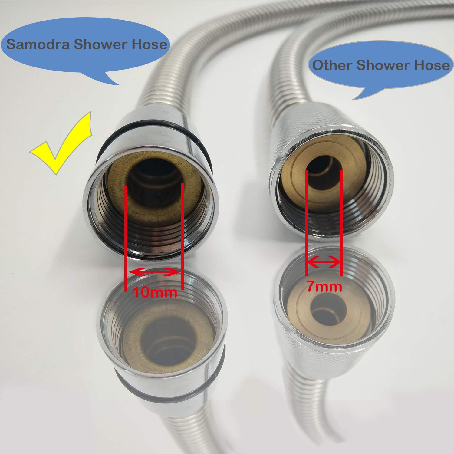 Shower Hose 1.5m - SAMODRA 10mm Large Bore Stainless Steel Shower Hose Replacement Leakproof & Anti-Kink, Chrome - Image 4