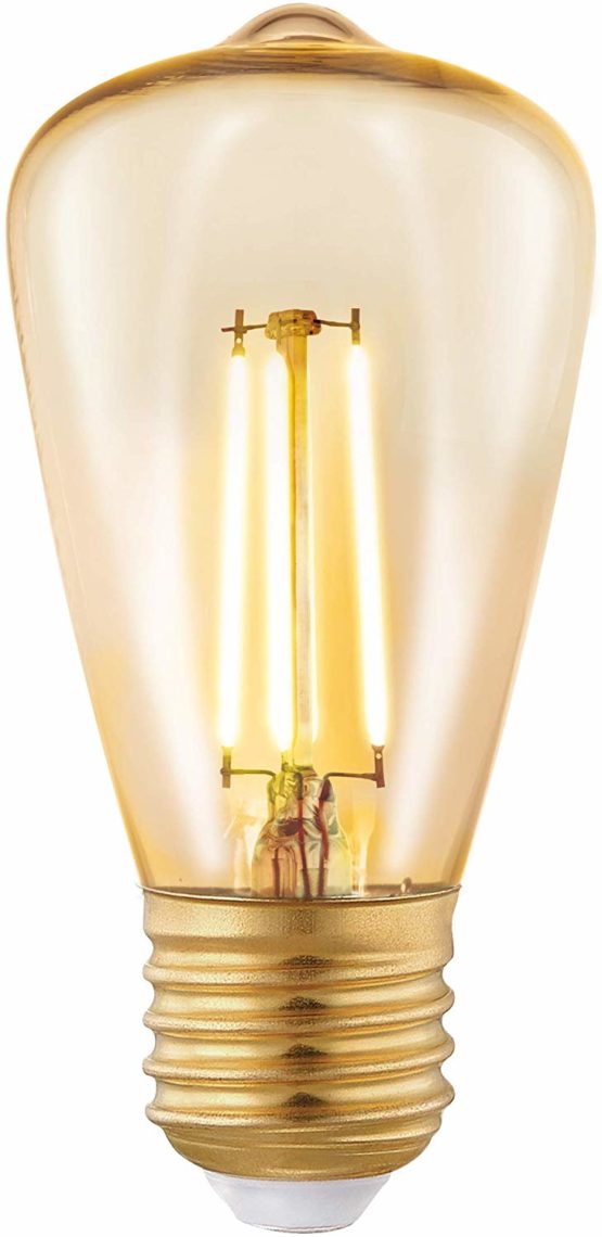 EGLO LED E27 Bulb, Amber Vintage Bulb, LED Bulb For Retro Lighting, 3,5 Watt (Equivalent To 22 Watt), 220 Lumen, E27 LED Warm White, 2200 Kelvin, LED Bulb, Edison Bulb St48, Ø 4,8 Cm (1.8")