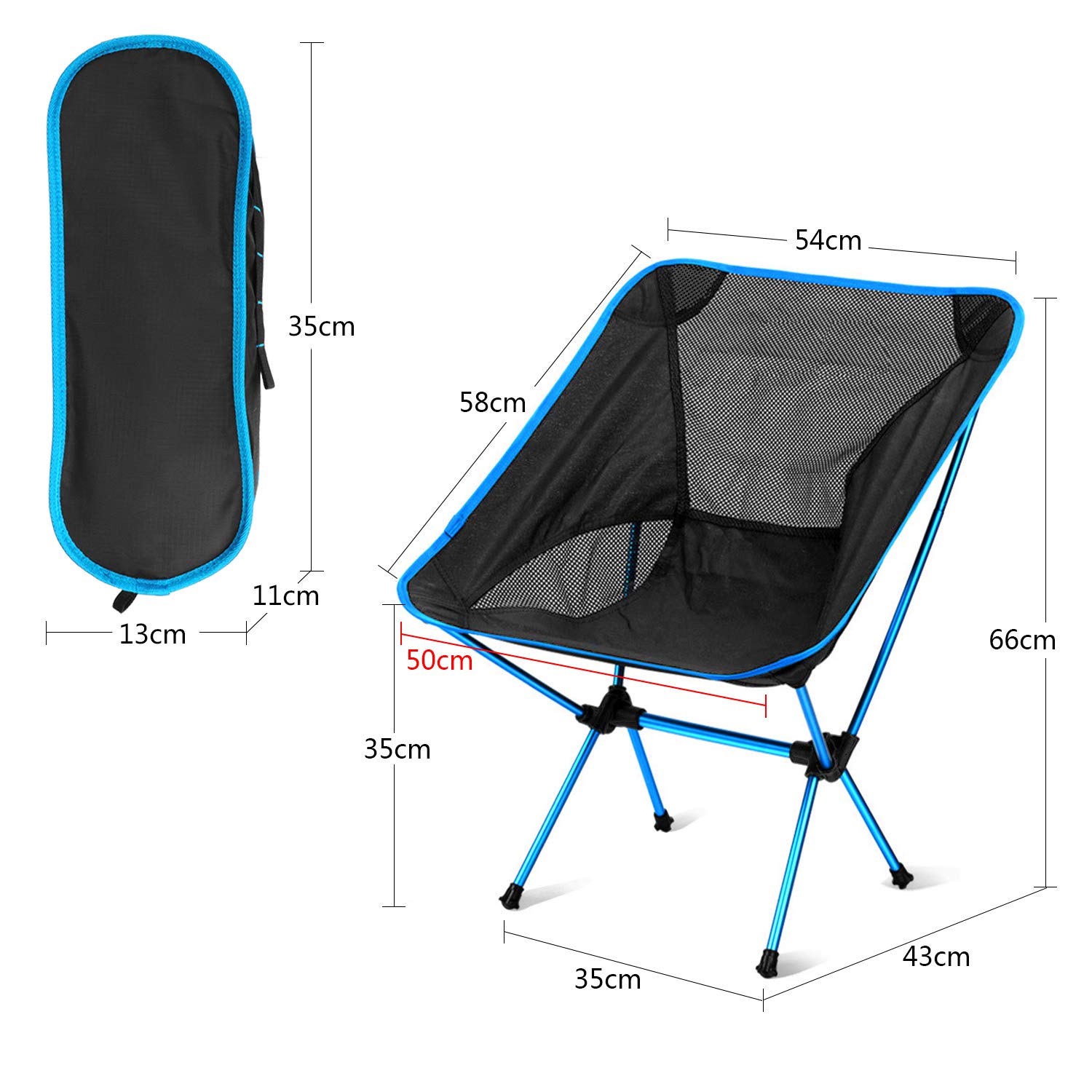 TsunNee Folding Camping Chair, Lightweight Portable Outdoor Chair with Carry Bag for Hiking Picnic Beach Backpacking BBQ Garden Fishing - Image 2
