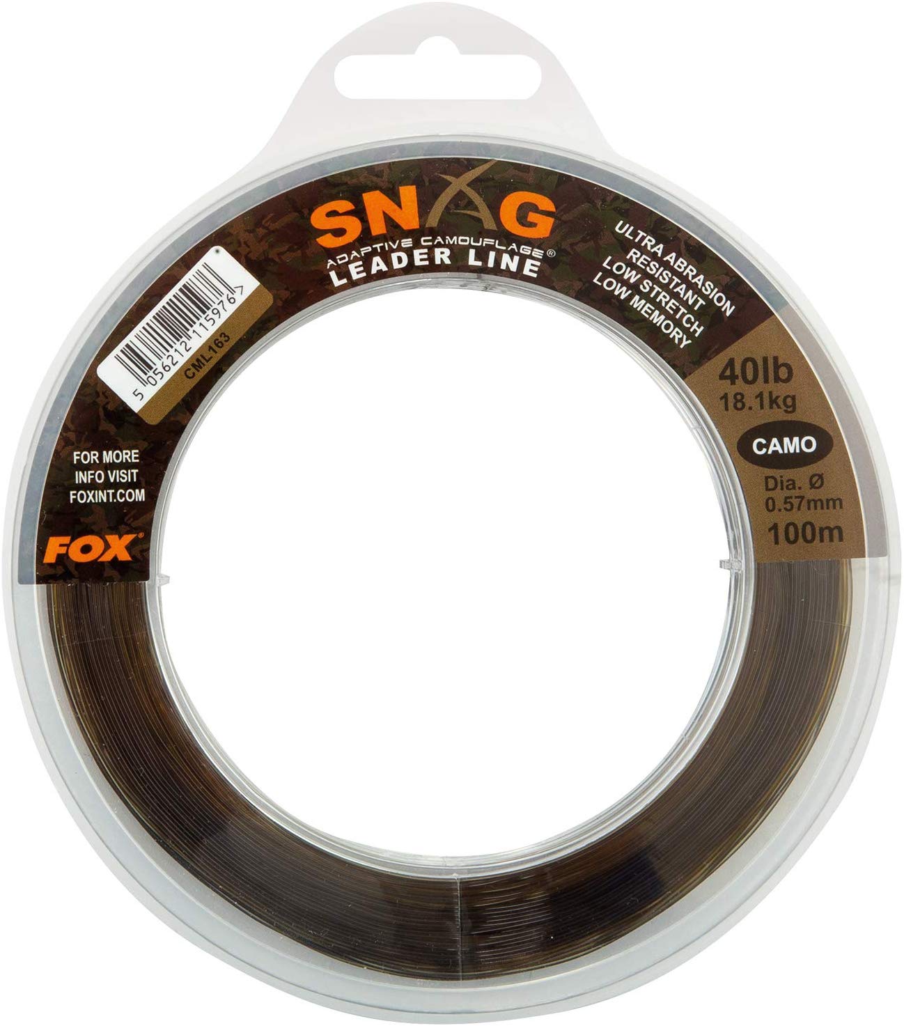 Hull Angling Centre Fox Snag Leader camo 40lb (0.57mm) x 100M CML163 - Image 2