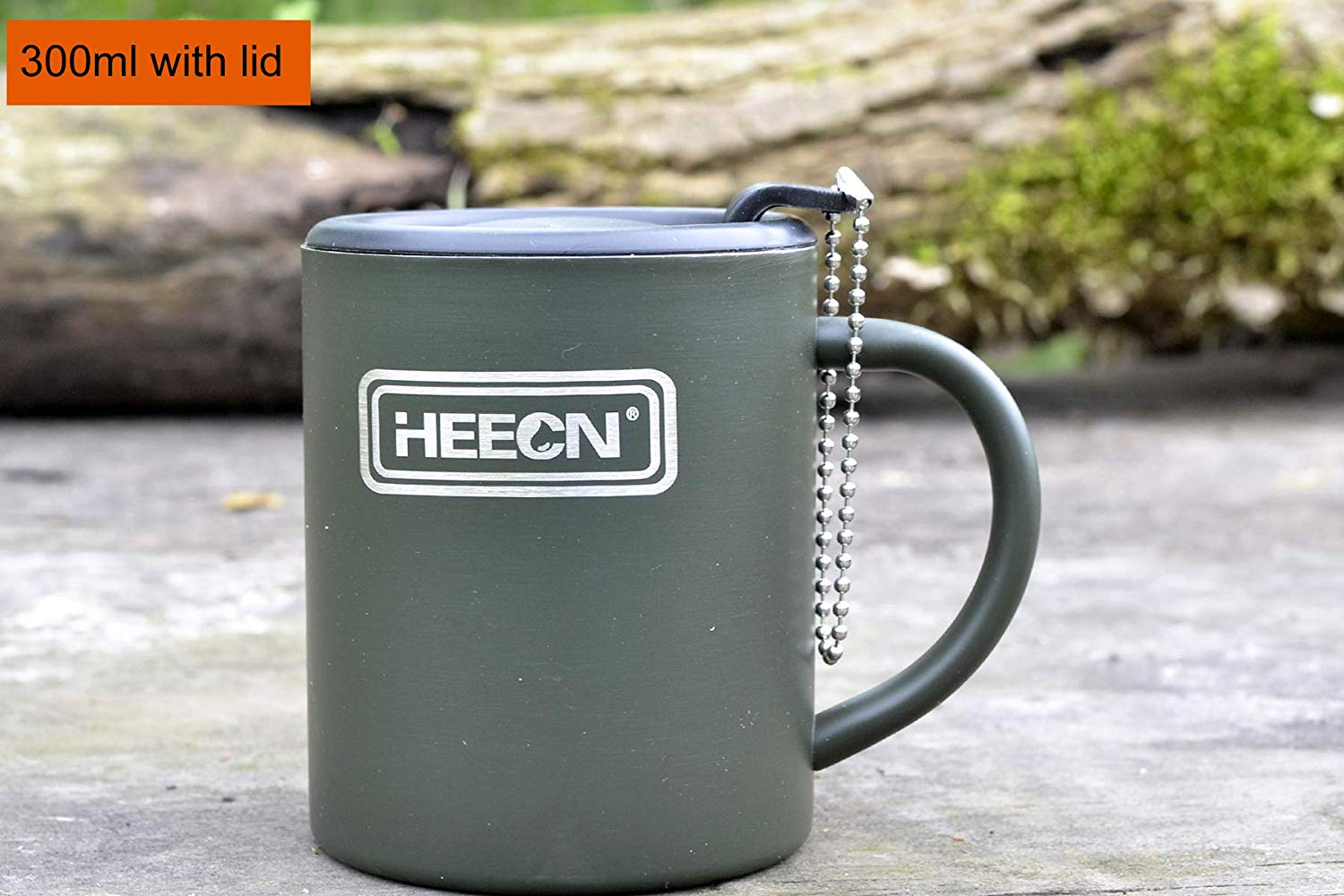 HEECN Camping Mugs, Double Walled Stainless Steel Mug for Hot Drinks with Lid, Army Green, Backpacking, Trekking, Hiking - Image 3