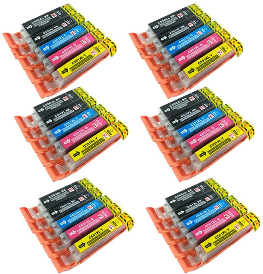 PerfectPrint Compatible Ink Cartridge Replacement for Canon Pixma iP7200 iP7250 iP8750 iX6850 MG5450 MG5550 MG5650 MG6350 MG6450 MG6600 MG6650 MG7150 MG7550 MX725 MX925 550/551 XL (BK/C/M/Y