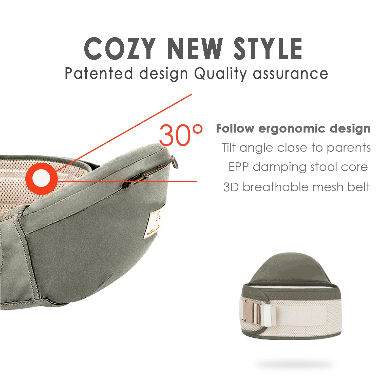 SONARIN 2020 All Seasons Multi-Functional Hipseat Baby Carrier,3D Hollow Breathable Net - Image 4