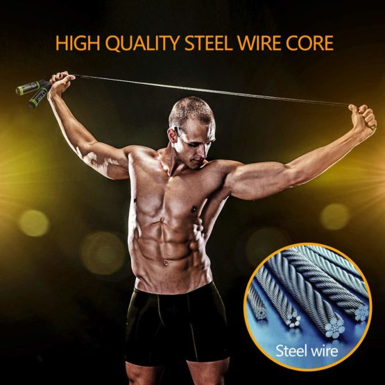 Gritin Skipping Rope, Speed Jump Rope Soft Memory Foam Handle Tangle-free Adjustable Rope & Rapid Ball Bearings Fitness Workouts Fat Burning Exercises Boxing - Spare Rope Length Adjuster Included. - Image 3