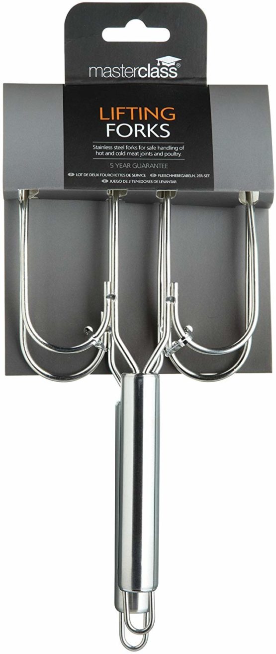 MasterClass Stainless Steel Meat Lifting Forks (Set of 2), Silver - Image 2