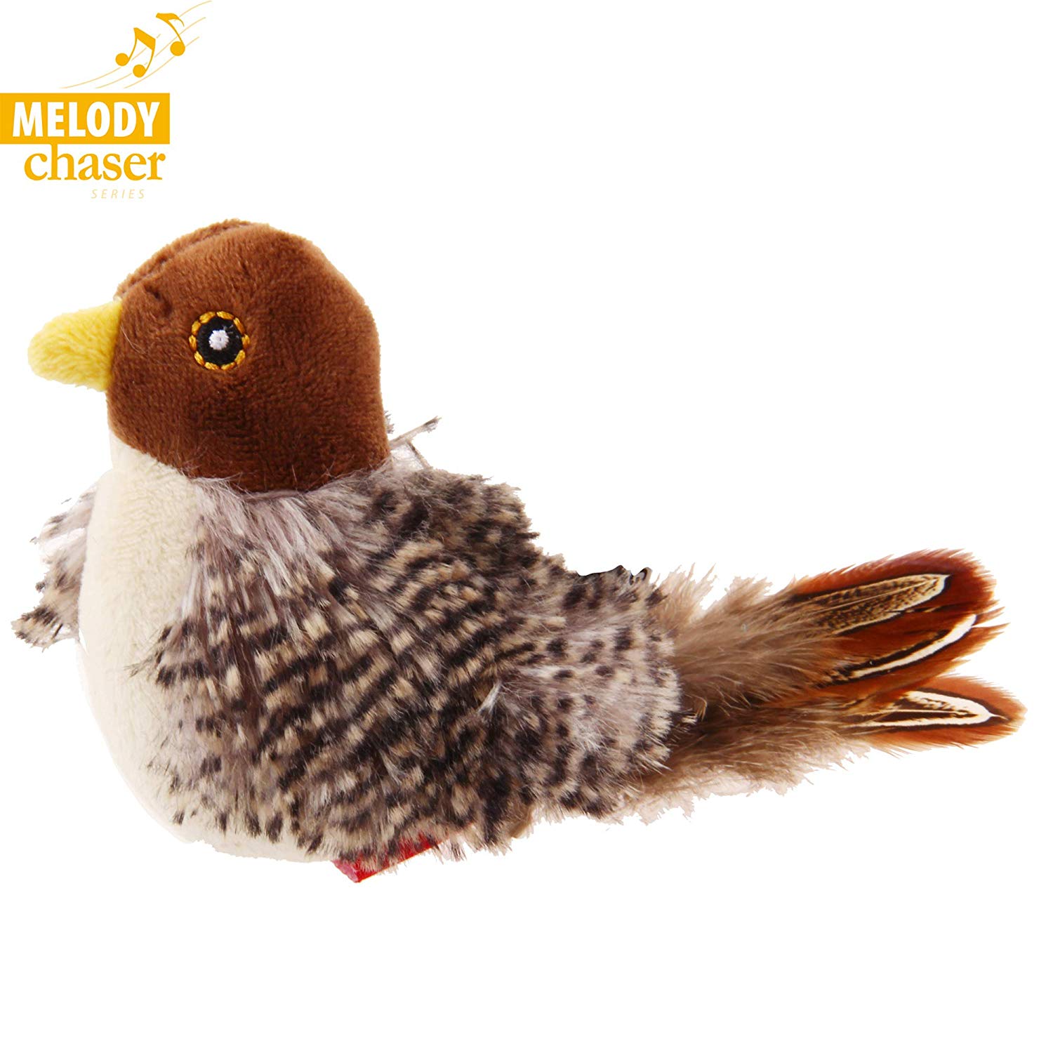 Vealind Melody Chaser Pet Bird Interactive Cat Toy Plush Toys for Dogs and Cats (Bird), Brown
