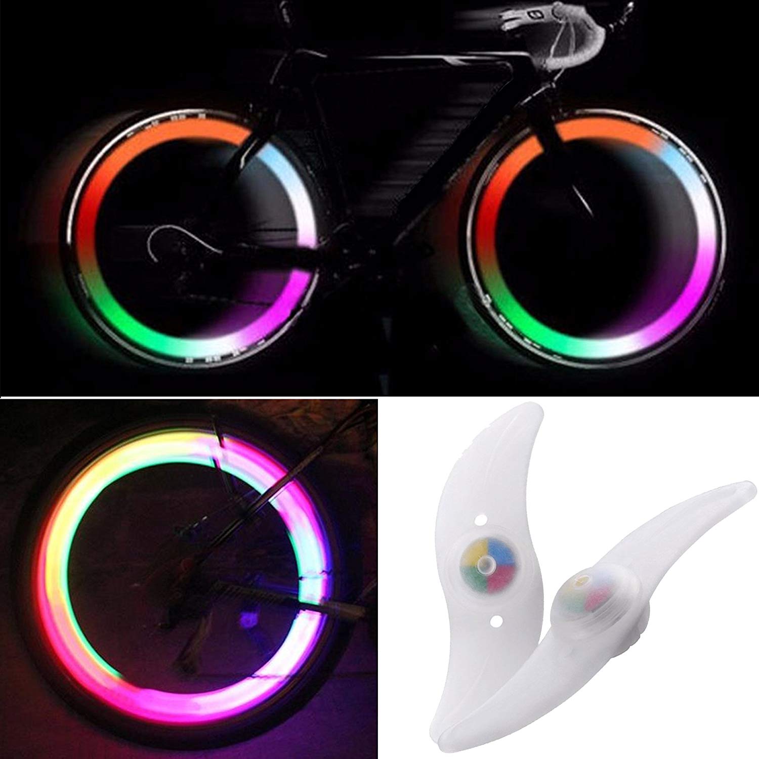 TRIXES Wheel Spoke Lights - Colour Changing LED - Multicolour 3 Flashing Modes - Easy Install Bike Accessory - Visibility at Night Time