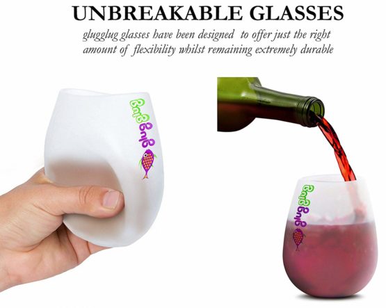 glugglug™ Premium Unbreakable Wine Glasses Set of 2 + Carry Bags (x2) - BPA - Free Silicone | UK Company | Solid, Seamless, Reusable Higball Glasses for Travel Camping BBQs Parties Picnic Festivals - Image 2