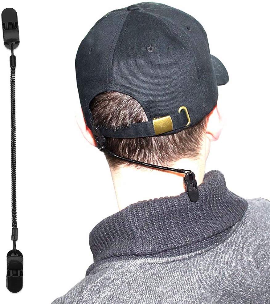 Cap Clip, 3pcs Black Retractable Coiled Cord with Crocodile Clips for Fishing Golf Boating Sailing Hiking - Image 4