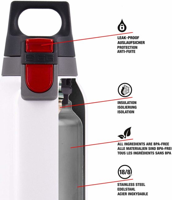 SIGG Hot & Cold ONE White Thermal Water Bottle (0.5 L), Pollutant-Free and Insulated Thermos Flask, One-Hand Use Stainless Steel Water Bottle - Image 3