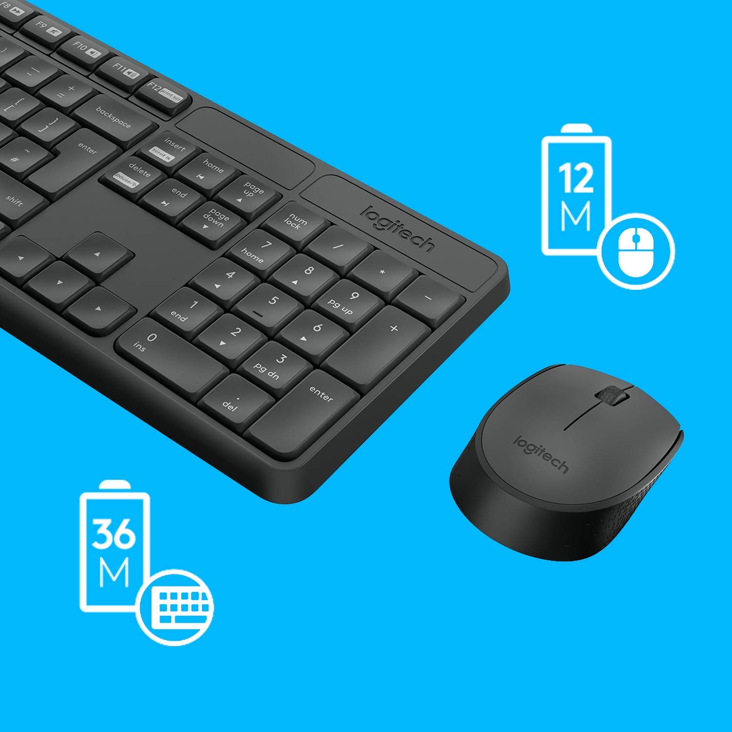 Logitech MK235 Wireless Keyboard and Mouse Combo for Windows QWERTZ German Layout - Grey, Anthracite, Essentiell - Image 3